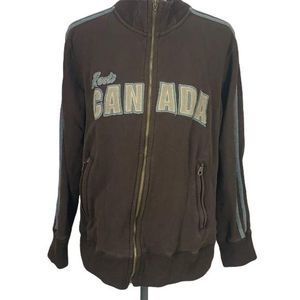 Roots 73 Athletics Mens Canada Track Jacket Brown Full Zip Medium